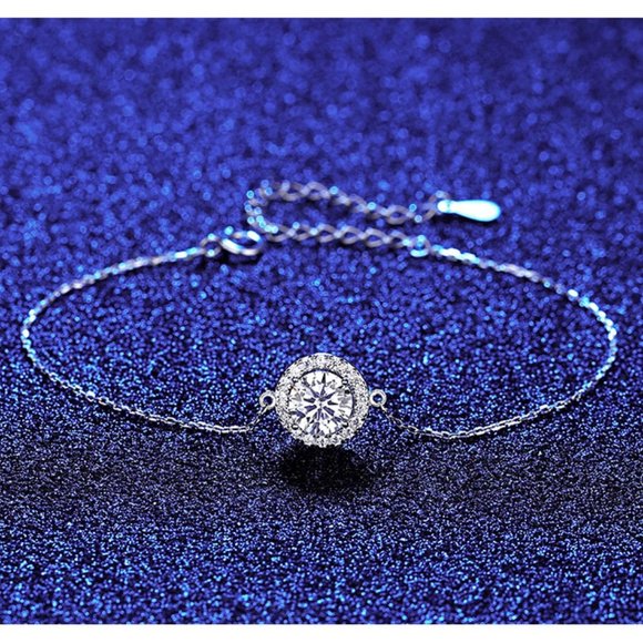 Certified 1ct. t.w. Moissanite Diamond Halo Bracelet NEW - Picture 1 of 9